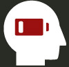 A head silhouette with a low battery symbol